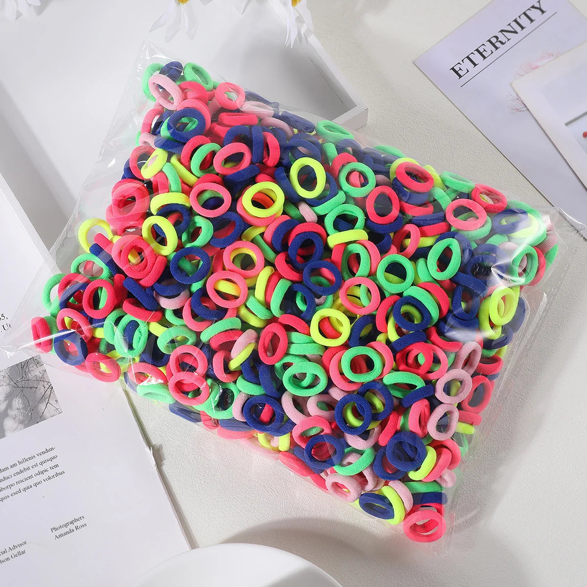 100 Pack Colorful Nylon Hair Ties For Kids Gentle Soft - Smarsty