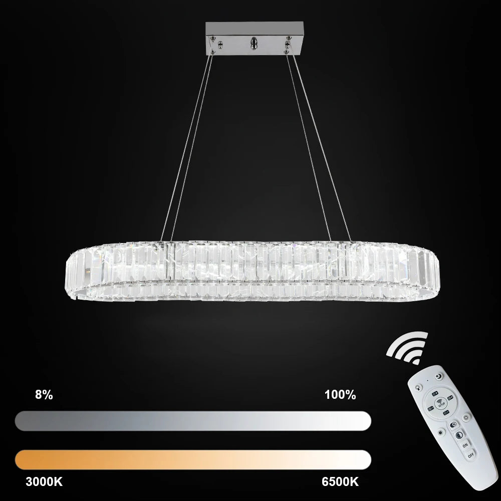 VETRULUS Modern Luxury Crystal Oval Design Led Chandelier Ceiling Lamp Nordic Pendant Hanging Light Fixture Living Bedroom Hotel