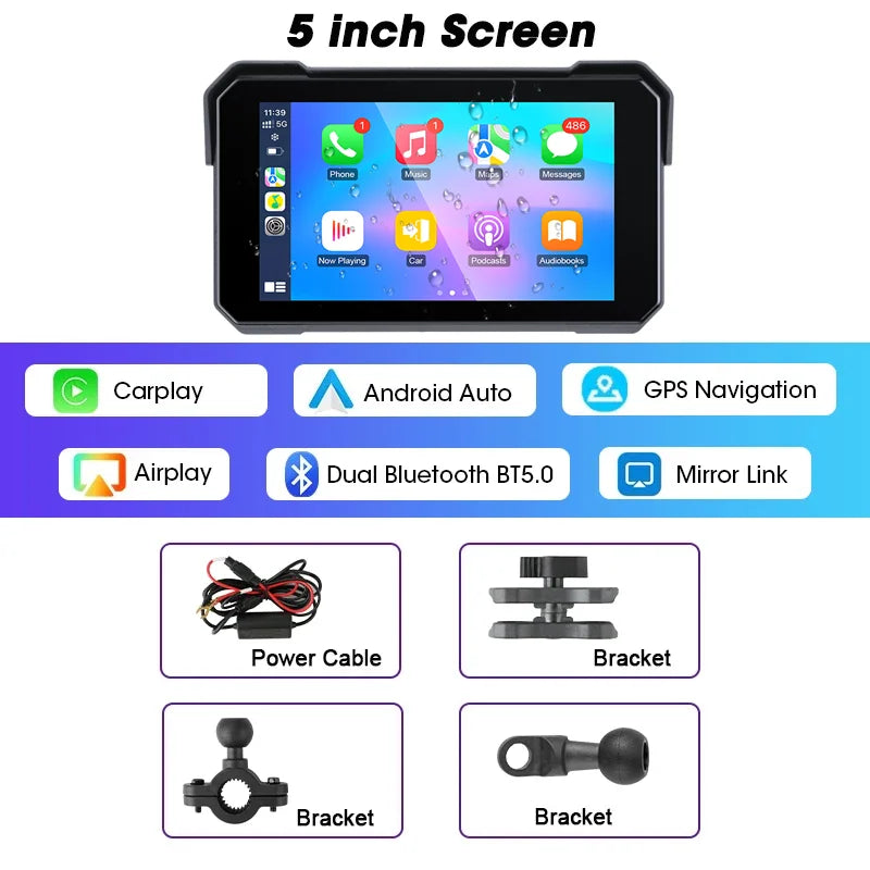 Motorcycle GPS Display With Wireless CarPlay Android Auto - Smarsty