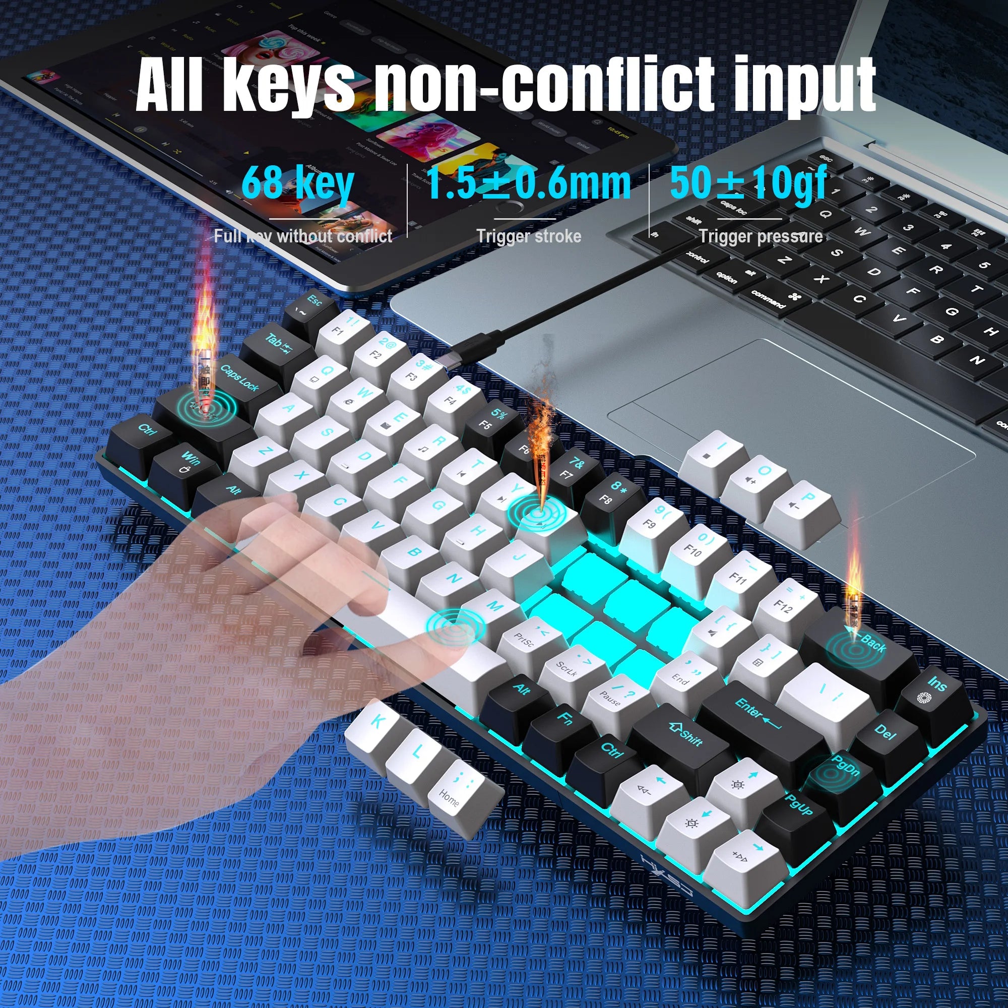 68 Keys Mechanical Keyboard With Ergonomic RGB Backlight