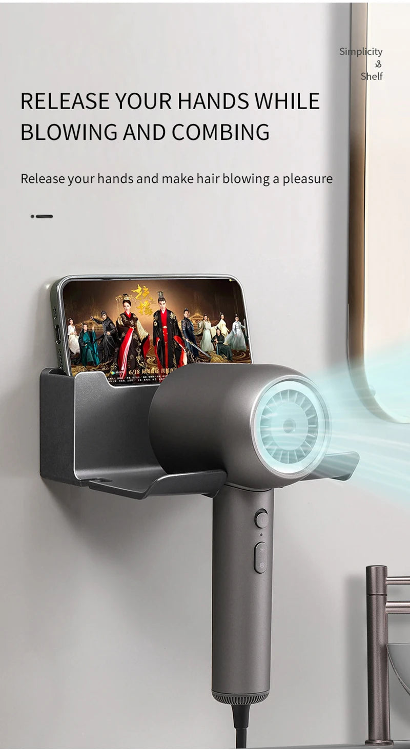 Wall Mounted Hair Dryer Holder Organizer for Bathrooms - Smarsty