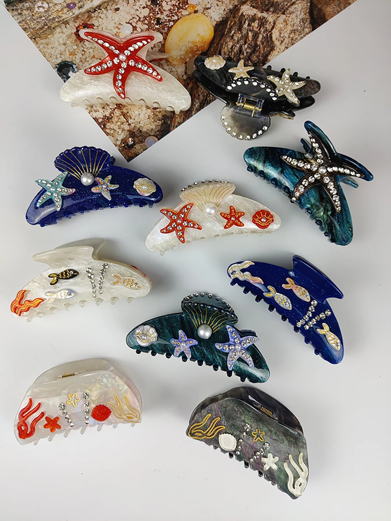 Handmade Large Sea Hair Claw Clips Acetate Beach Starfish - Smarsty