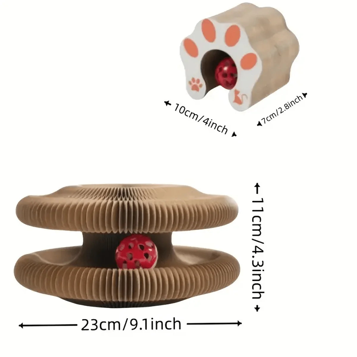 Foldable Cat Scratcher with Bell & Catnip - Multi-Level Cardboard Toy for Kittens, Durable Claw Sharpener - Smarsty