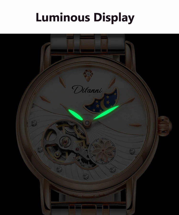 Luxury Automatic Mechanical Watch for Women with Moon Phase - Smarsty