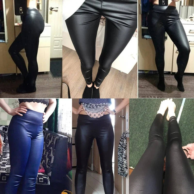 Autumn And Winter New Season Wearable Women's Tight Pants With High Waist And Sexy Faux Leather Texture Long Pants With Leggings - Smarsty