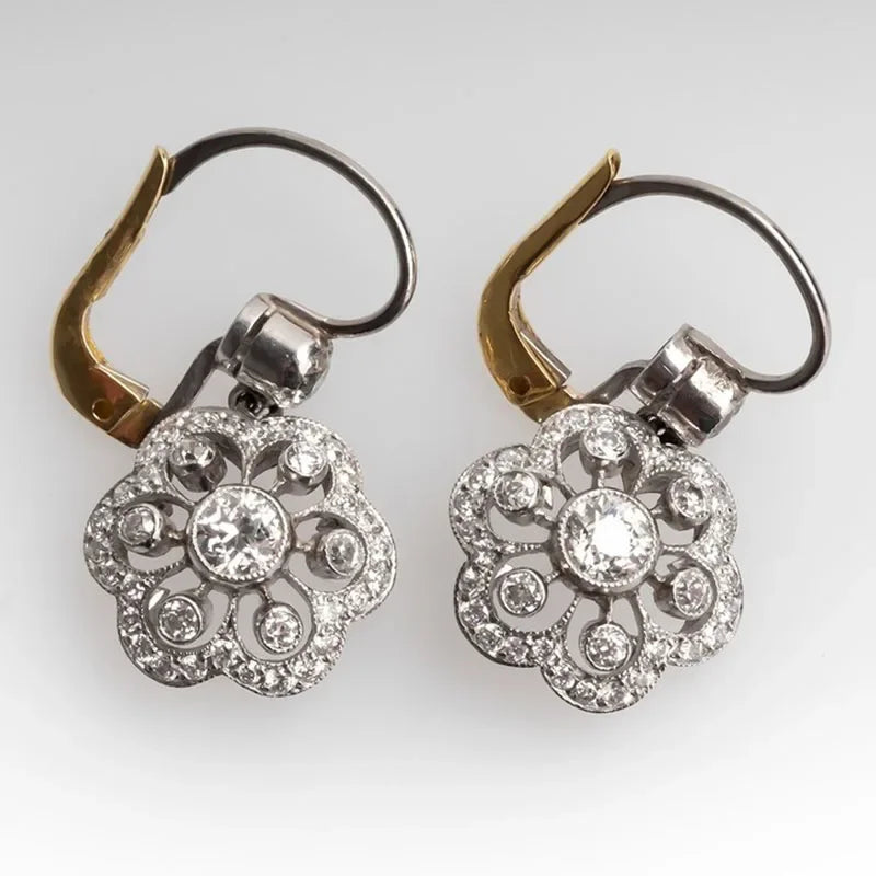 Gorgeous Flower Crystal Drop Earrings for Elegant Weddings - Smarsty