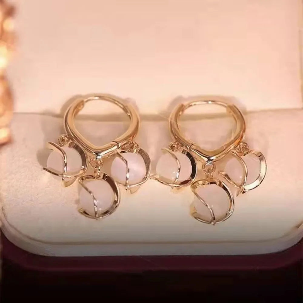 Pearl Long Earrings With Rhinestones For Wedding Fashion - Smarsty