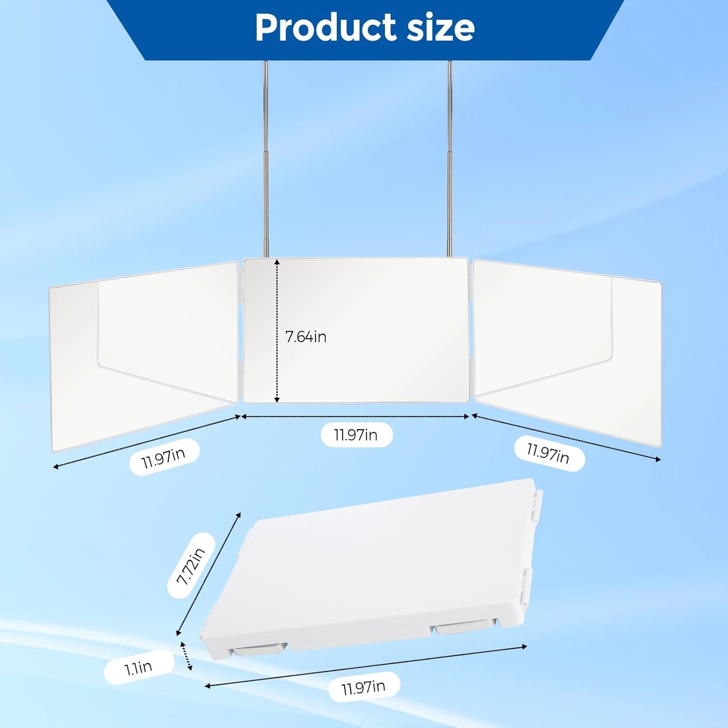 Trifold Shaving Mirror with Adjustable Hooks for Easy Use - Smarsty