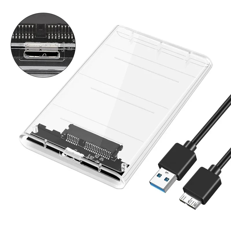 Transparent HDD Case HDD Enclosure 2.5 Inch SSD SATA To USB Type-C Adapter Portable External Hard Drive Box Tool-Free