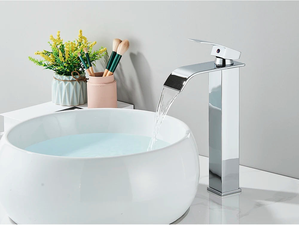 Brushed Gold Waterfall Bathroom Sink Faucet Mixer - Smarsty