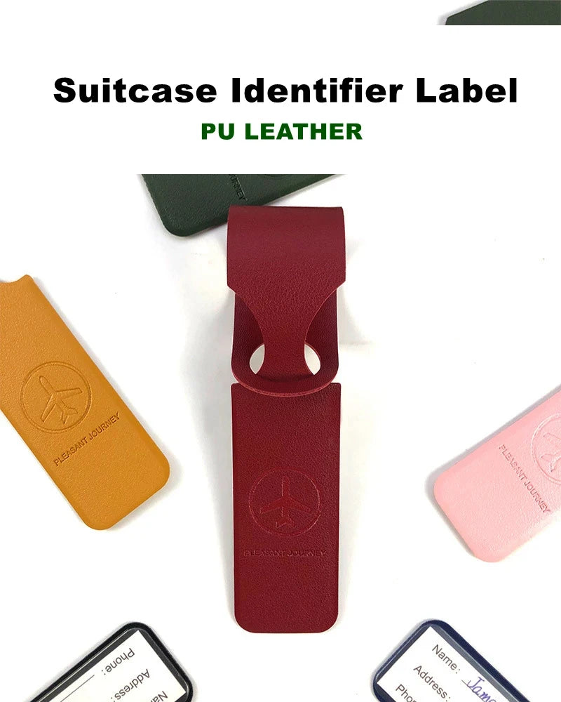 1PC PU Leather Luggage Tag Creative Baggage Suitcase Identifier ID Addres Holder Boarding Tags Portable Label Travel Accessories - Smarsty