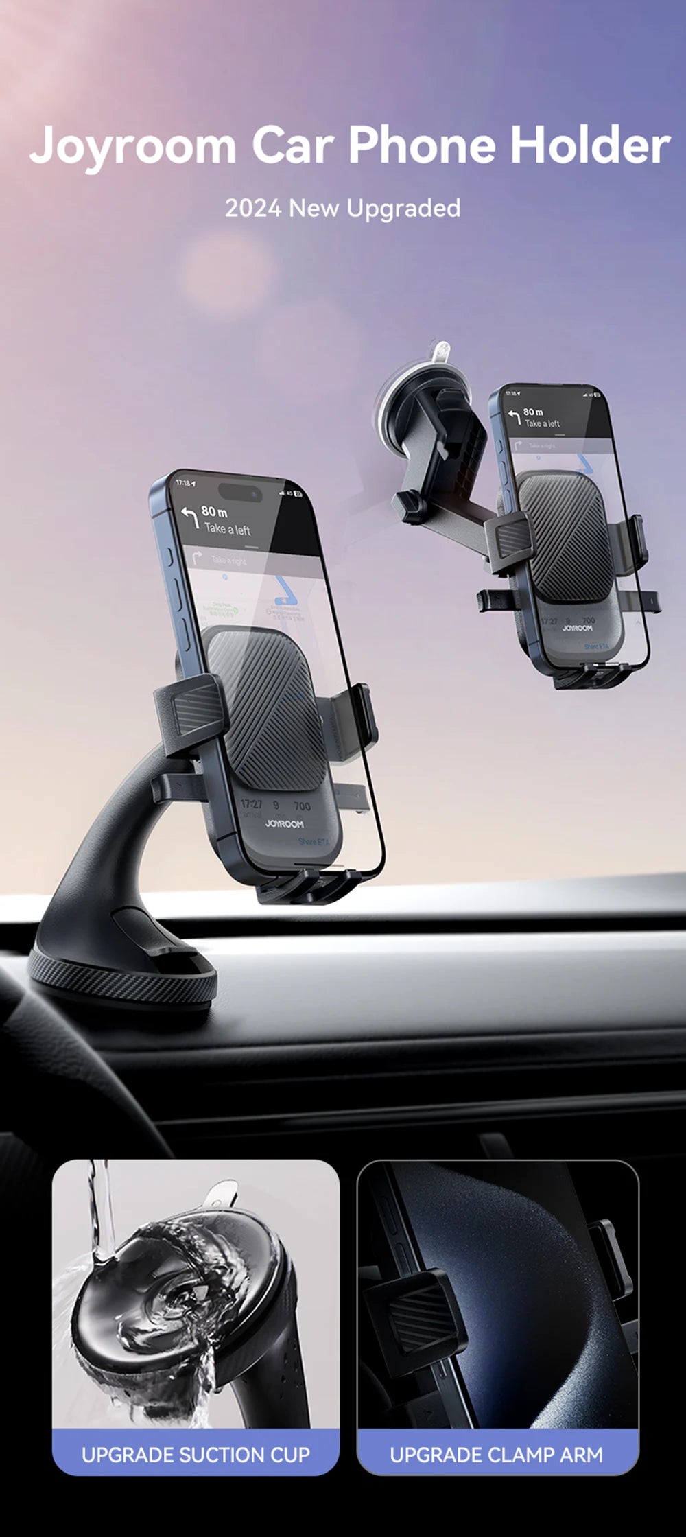 Universal Car Phone Mount With Strong Suction 360 Rotation - Smarsty