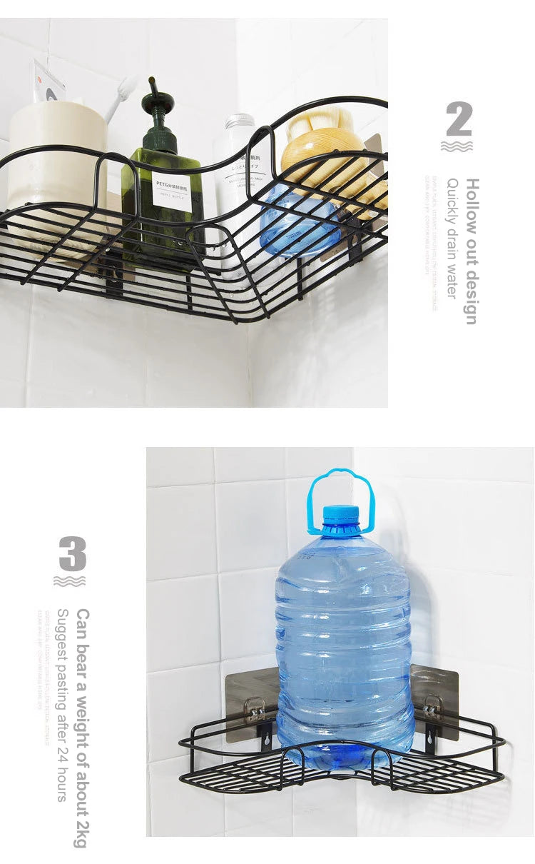 Durable Iron Triangle Corner Rack for Kitchen and Bathroom - Smarsty