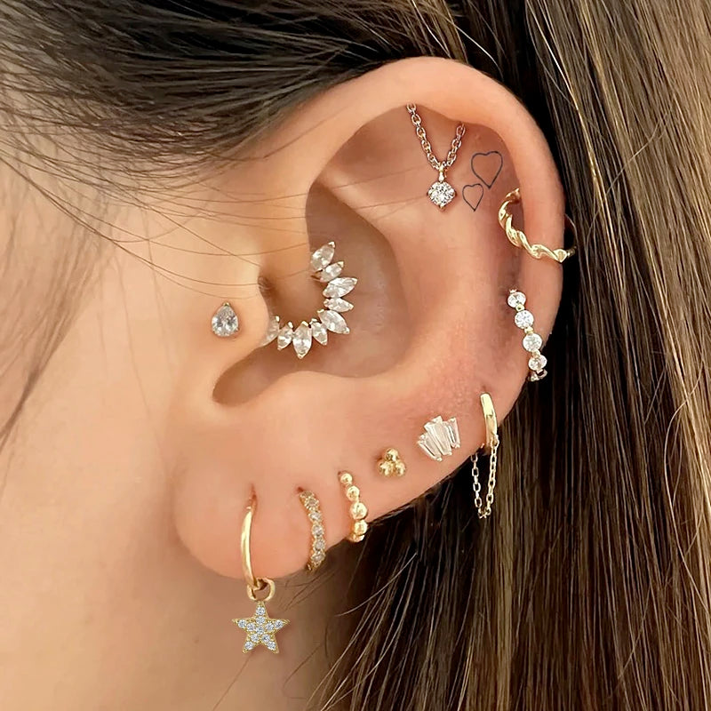Crystal Waterdrop Tragus Earring Screw Back Stud CZ - Smarsty