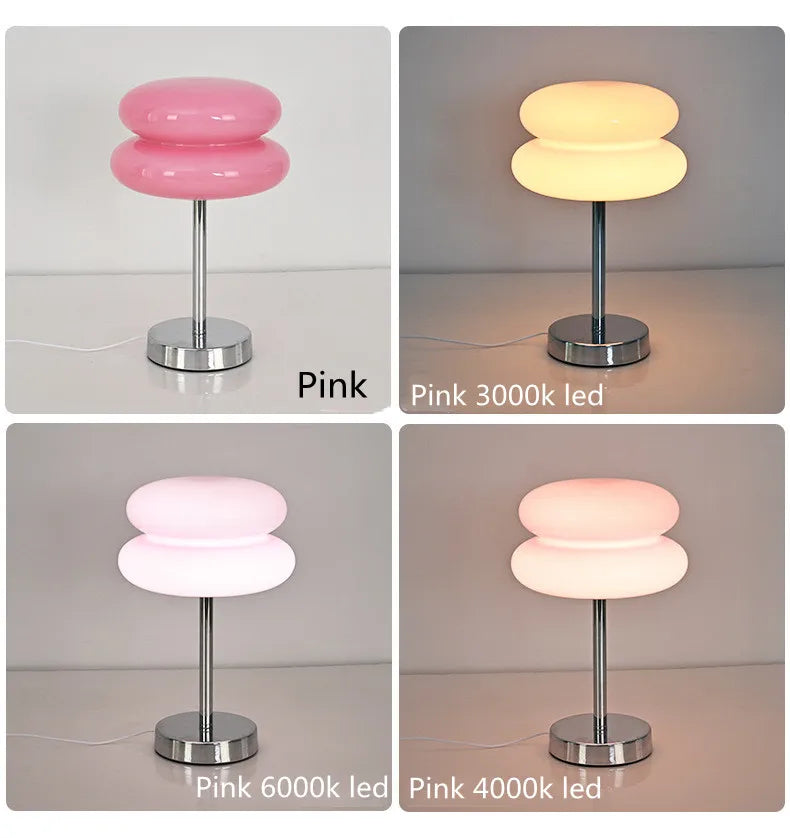 Trichromatic Dimming Macaron Glass Table Lamp for Cozy Bedrooms - Smarsty