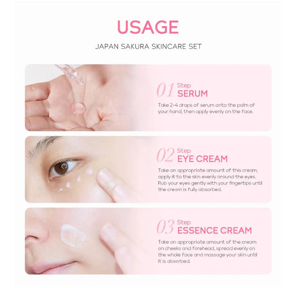 5/3pcs/Set Sakura Skin Care Sets Face Cream Serum Toner Facial Cleanser Sunscreen Eye Cream Gift Box Face Skin Care Set Product - Smarsty