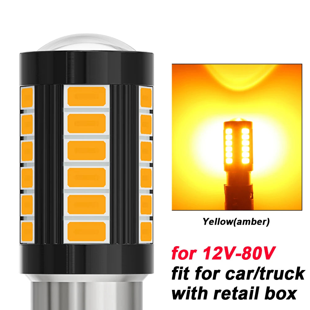 2pcs LED 1156 BA15S P21W 1157 BAU15S PY21W P21/5W BAY15D For Car Truck ATV Light Canbus 5630SMD Turn Signal Lamp DRL Bulb 12V24V - Smarsty