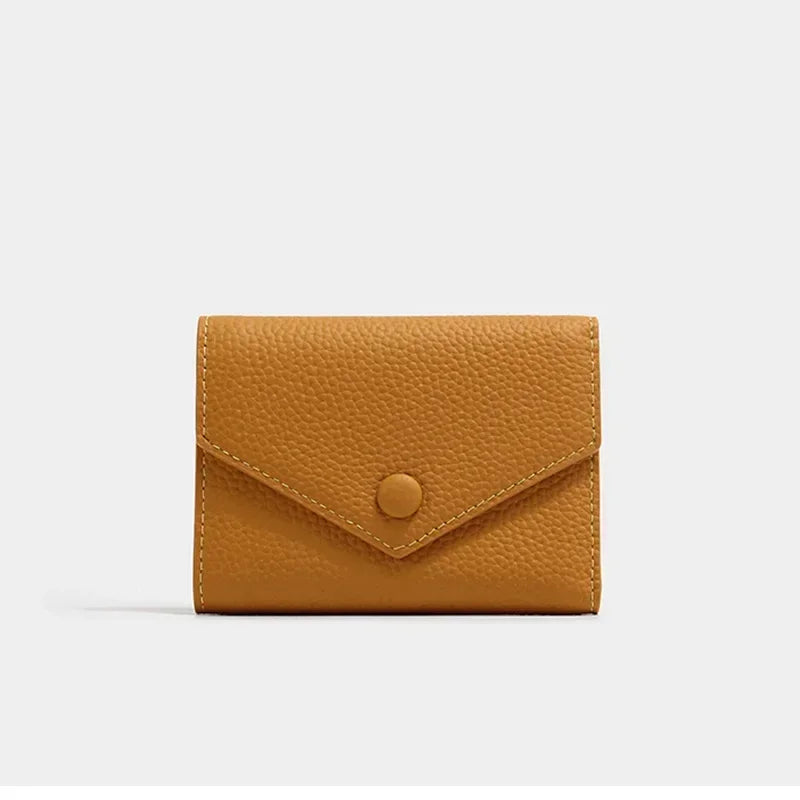 New PU Leather Small For Women Wallet Luxury Envelope Card Holder Brand Designer Multipurpose Zip Coin Cowhide Short Purse 2024