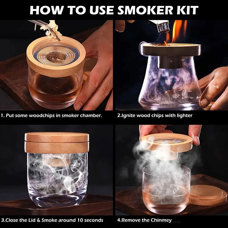 Wooden Cocktail Smoker Kit for Whiskey and Tequila - Smarsty