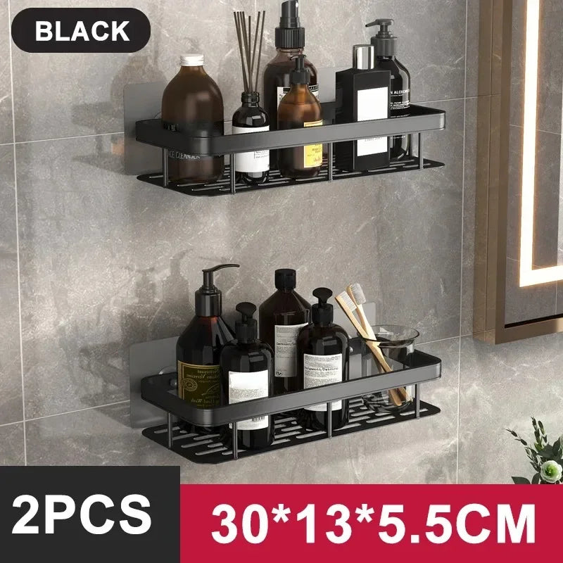 Aluminum Alloy Bathroom Shelf No Drill Storage Solution - Smarsty