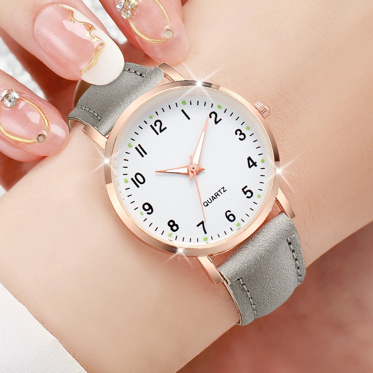 Fashion Arabic Dial Quartz Watch with Leather Strap for Women - Smarsty