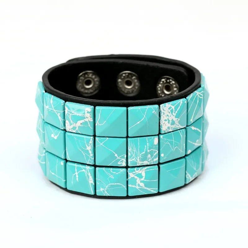 Unisex PU Leather Punk Bracelet with Spikes and Skull - Smarsty