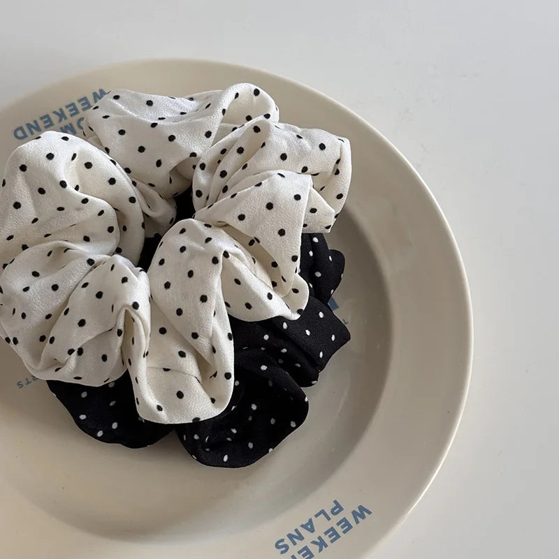 Elegant French Dot Scrunchies Soft Elastic Hair Ties - Smarsty
