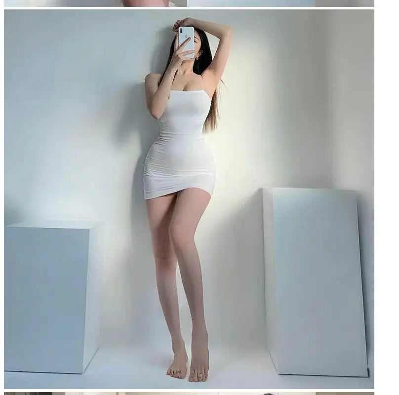 Elegant Solid Sling Sleeveless Type A Sheath Mini Short Dresses Summer New Sexy Slim Slimming Arm Covering Dresses - Smarsty