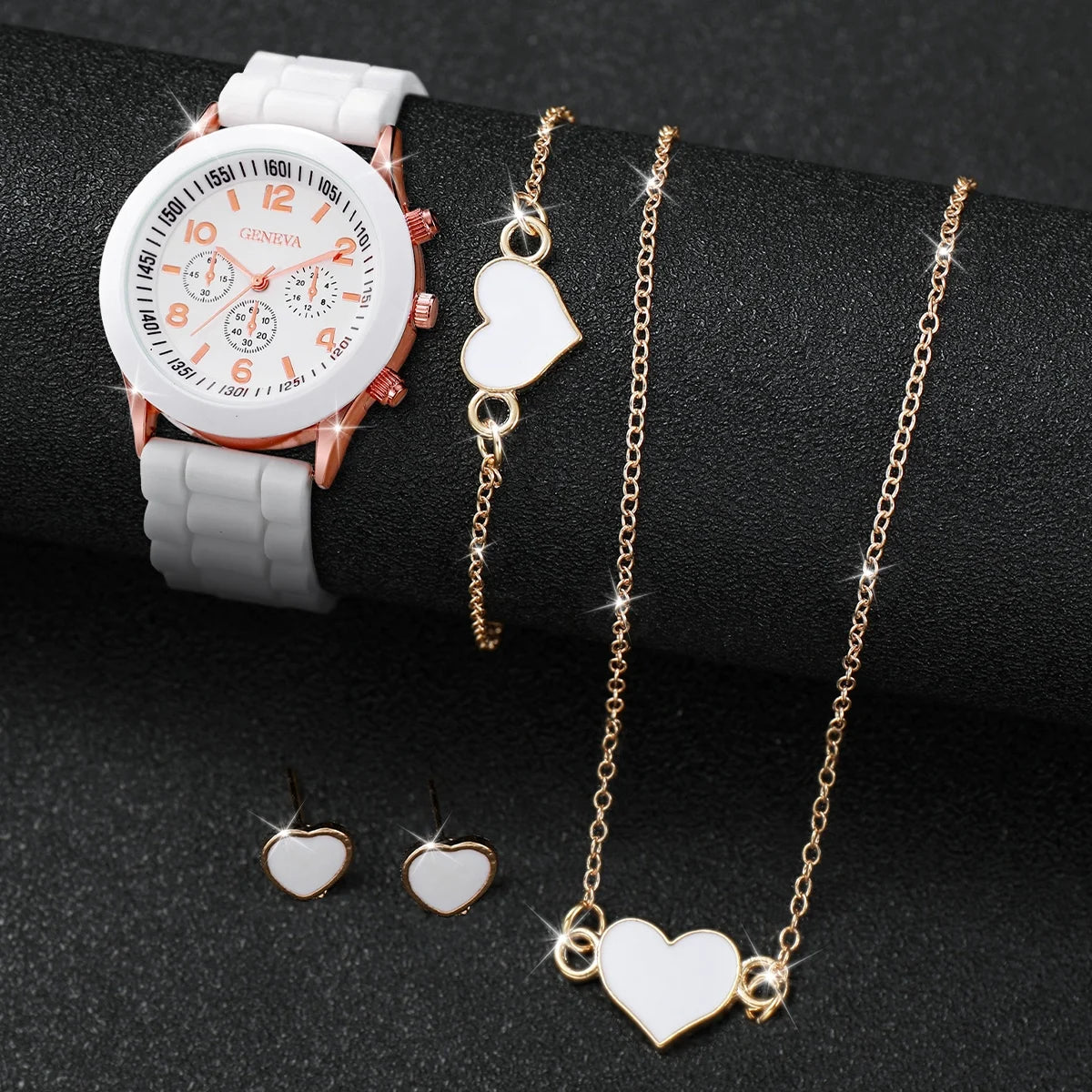 Fashionable Women Quartz Watches Set with Silicone Bands - Smarsty