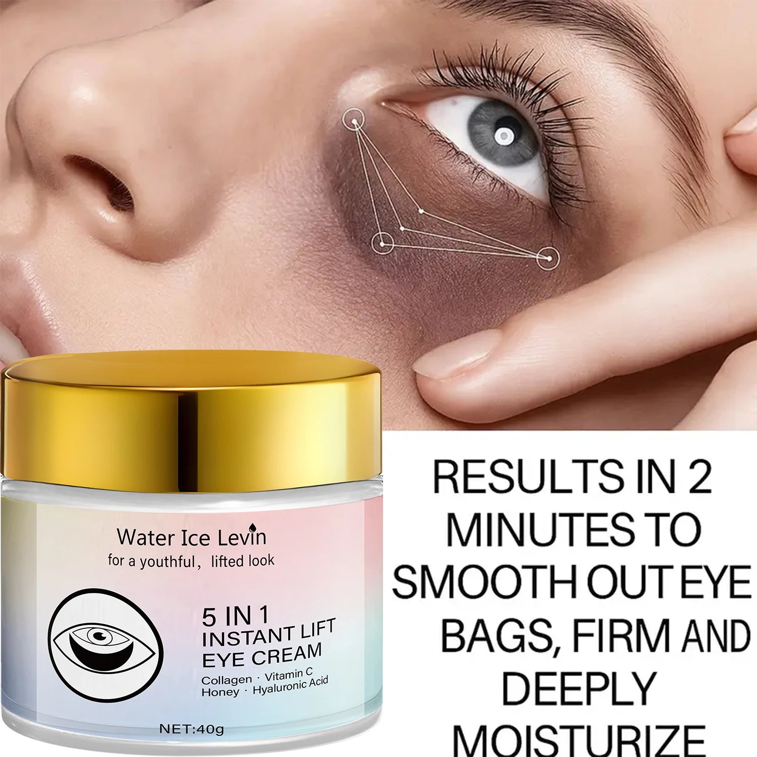 Collagen & Vitamin C Eye Cream 40g, Anti-Aging Firming Eye Treatment with Honey & Hyaluronic Acid, Fast Delivery - Smarsty