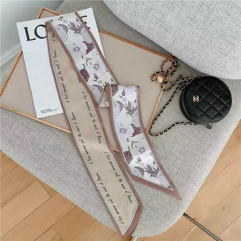 Summer Floral Silk Scarf Hairband Lightweight Headscarf - Smarsty