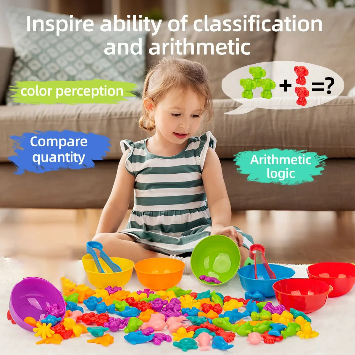Counting Animal Sorting Toys for Toddlers Preschool Learning Activities for Math Color Cognition Montessori Baby STEM Gift - Smarsty