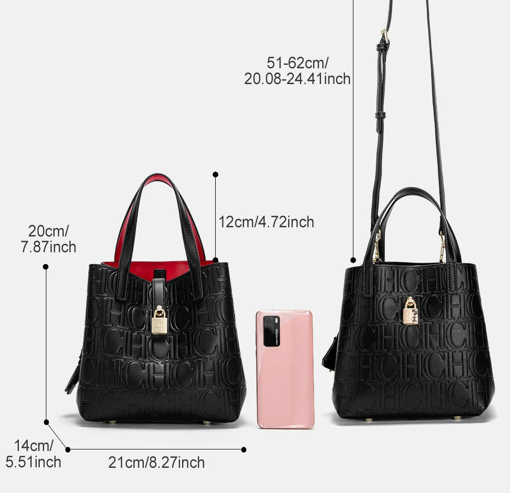 Women Tote Bag Steel Embossed Handheld Casual Purse - Smarsty