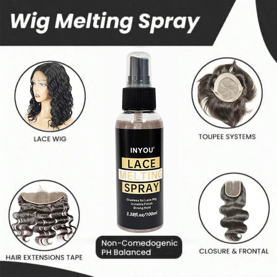 100ML Lace Wig Melting And Holding Spray Strong Natural Finish Wig Adhesive Glue for Lace Front Melt Super Hold Hair Spray - Smarsty