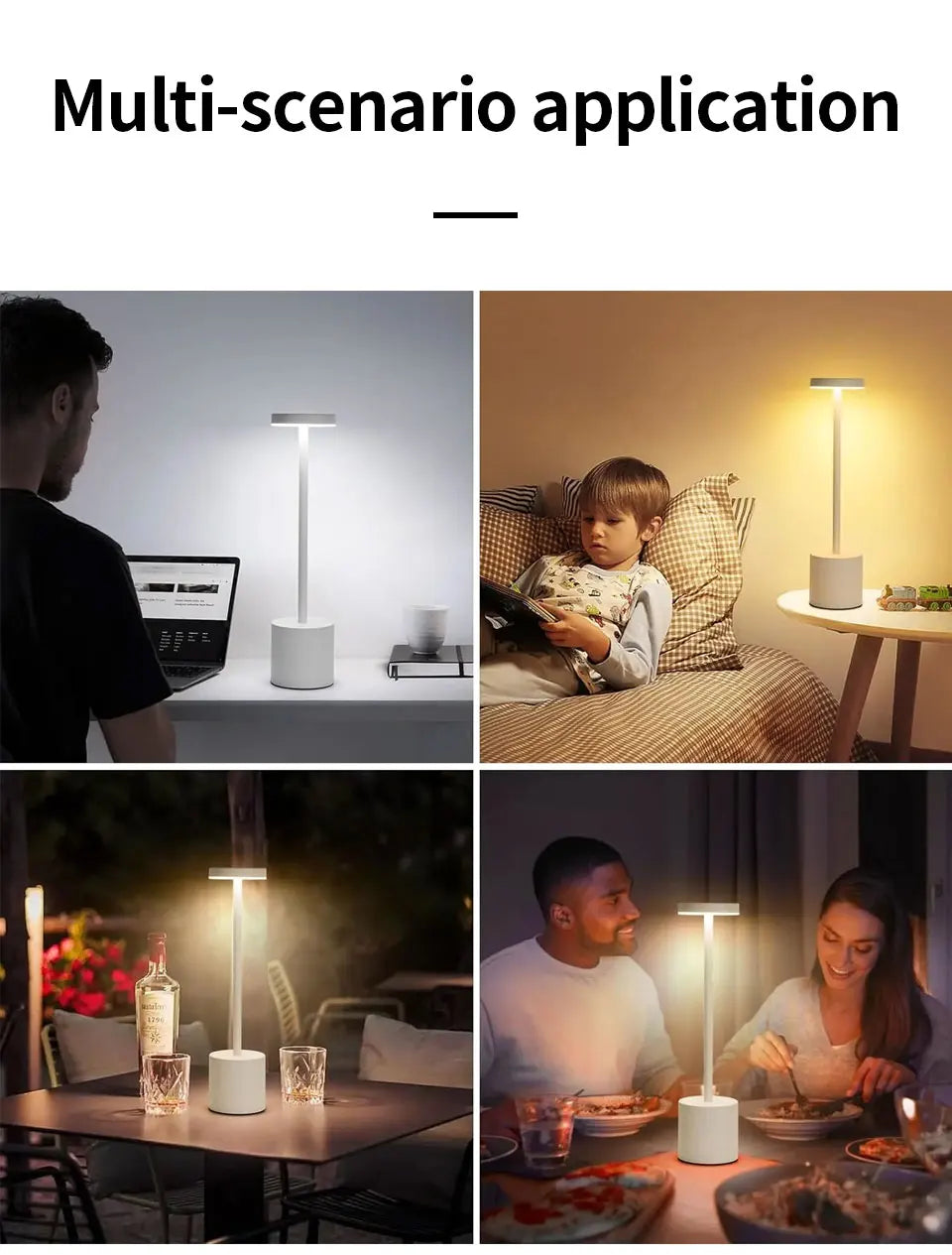 Classic Table Lamp USB Rechargeable Night Light Stepless Dimming Touch Desk Lamp 3 Colors Bedside Lamp Bar Hotel Decoration - Smarsty