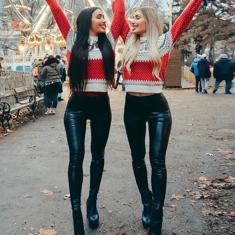 Sexy Black PU Leather Tights Women High Waist Pants High Elastic Slim Fashion Hip Liftting Leggings Skinny Plus Size Tights - Smarsty