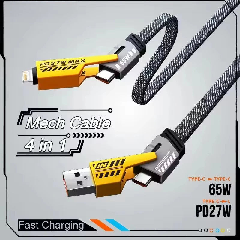 65W 4 in 1 Fast Charging USB Data Cable - Smarsty