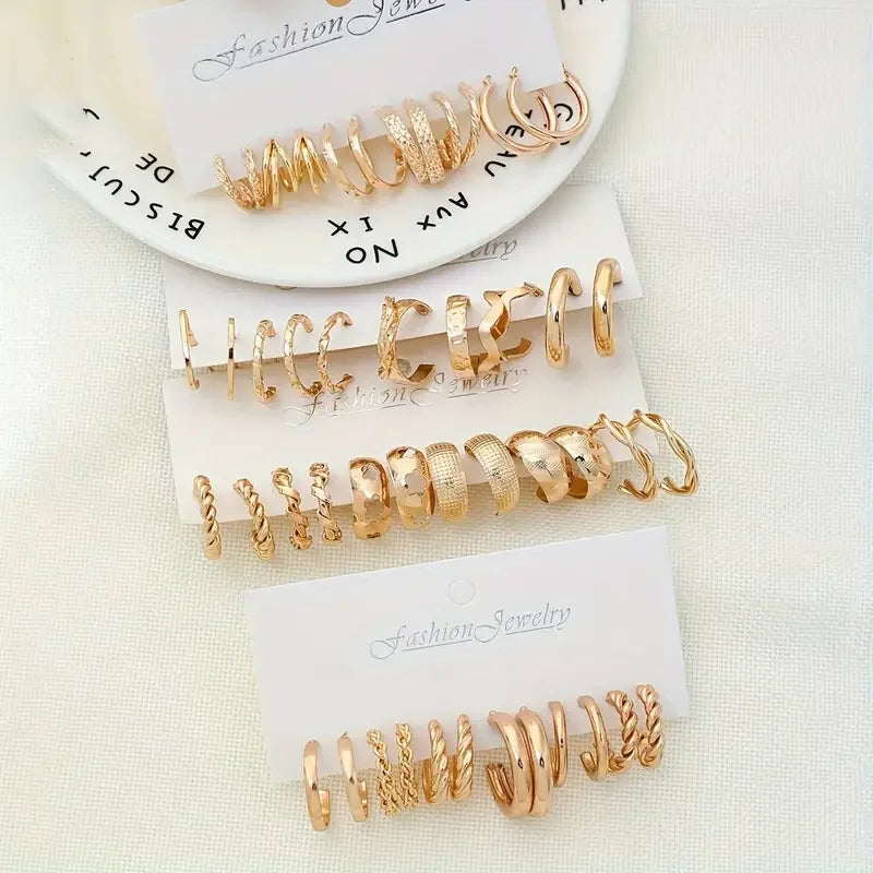 Vintage-Inspired Small Hoop Earring Set for Women - Smarsty