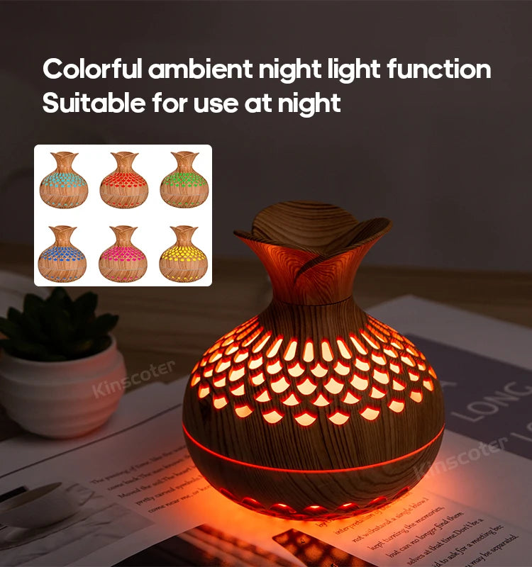 Wood Grain USB Humidifier for Hydration and Aromatherapy - Smarsty