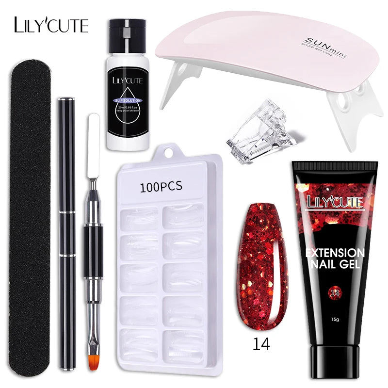 LILYCUTE Nail Gel Set with 6W LED Lamp for Quick Manicure - Smarsty
