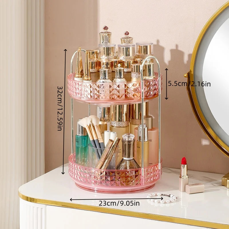 Multifunctional Lipstick Storage Box Rotating Drawer Makeup Box Transparent Desktop Skin Care Product Storage Rack by Smarsty