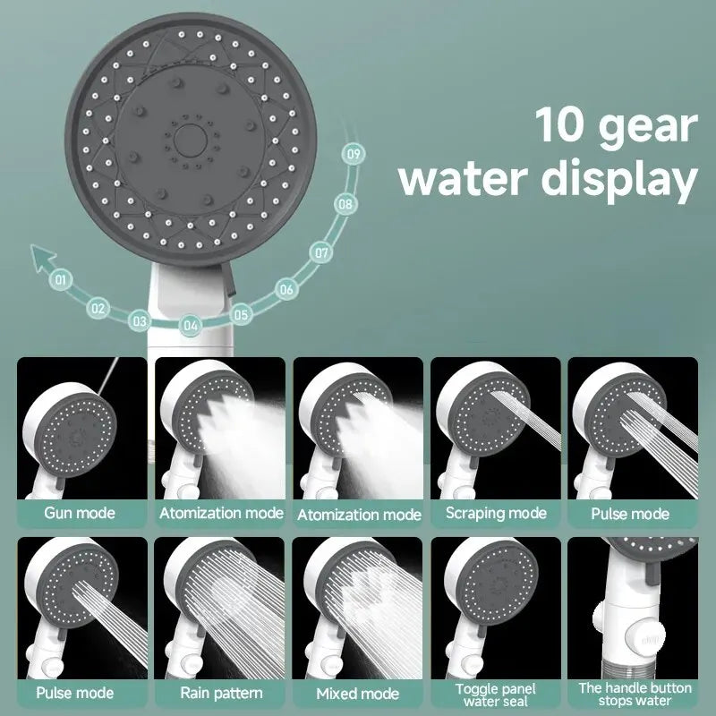 High Quality 8 Mode Shower Head Water Filter Adjustable High Pressure Shower Portable One-Key Stop Shower Bathroom Accessories - Smarsty