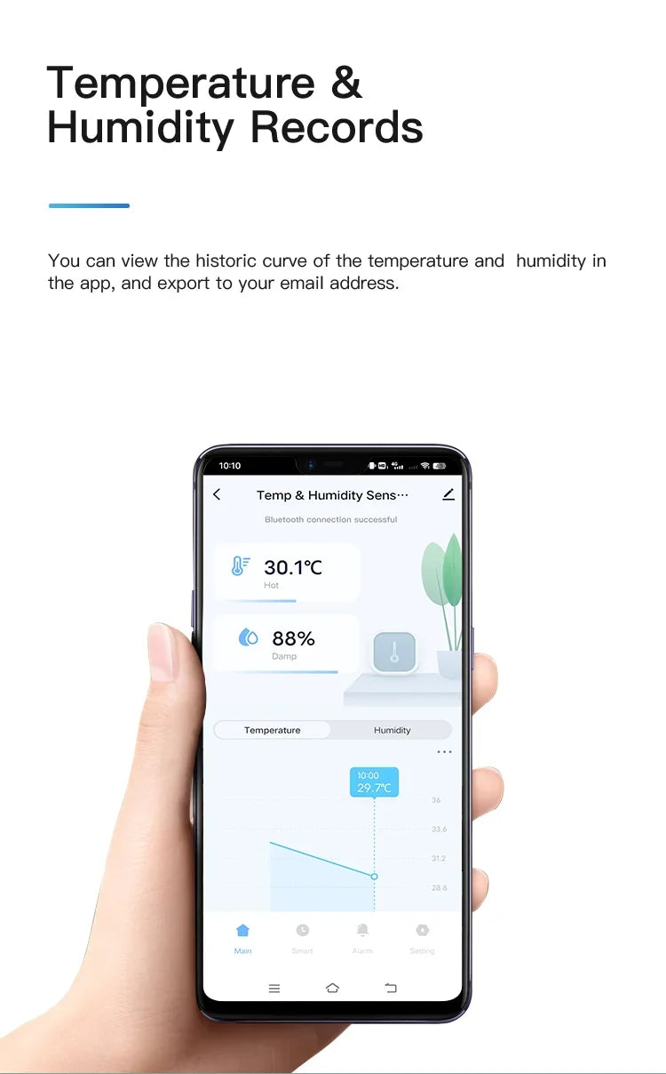Tuya Smart Temperature and Humidity Sensor with Bluetooth Control - Smarsty