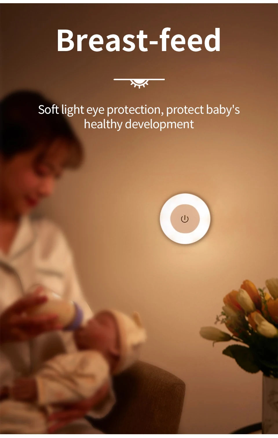 Rechargeable LED Night Light with Dimmable Touch Switch - Smarsty