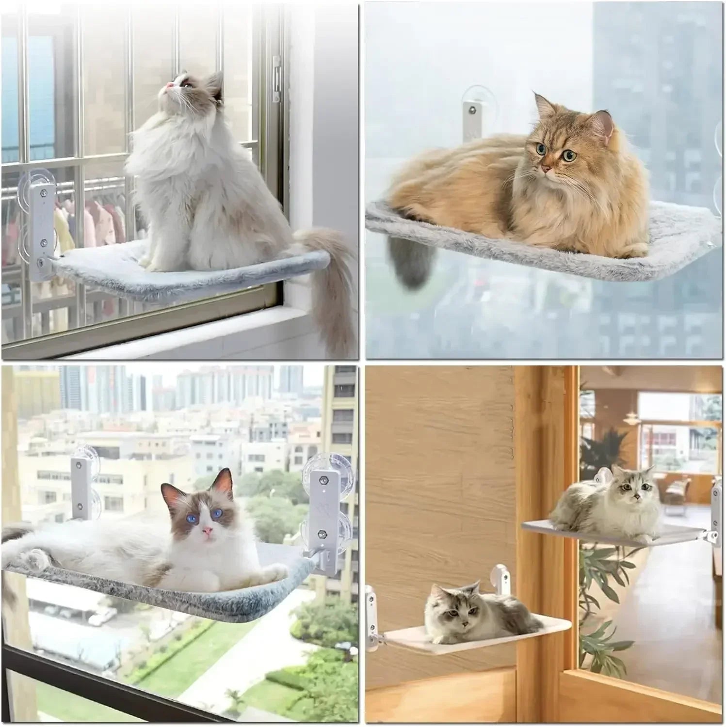 Cordless Cat Hammock With Suction Cups For Sunbathing - Smarsty