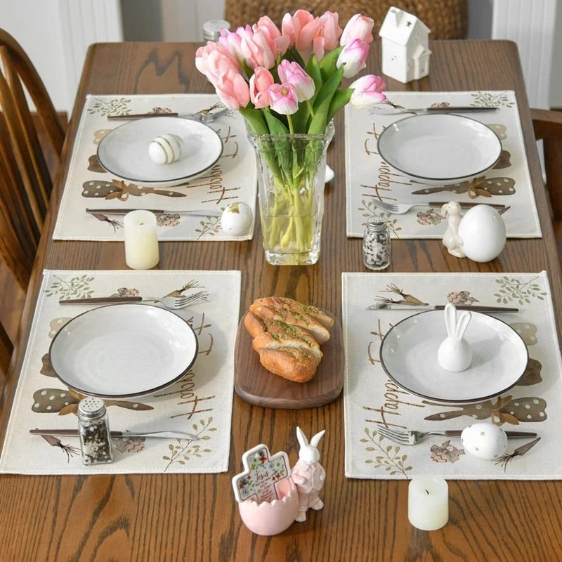 Linen Easter Rabbit Table Runner for Spring Decor - Smarsty