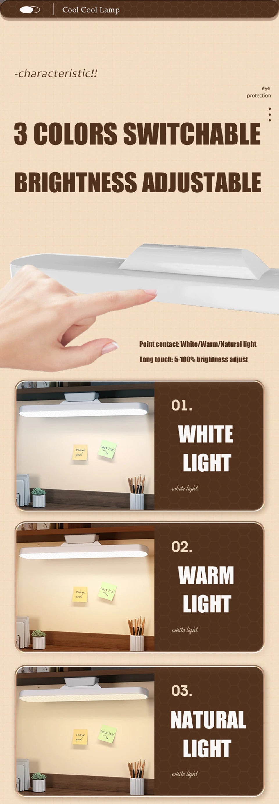LED Desk Lamp with Magnetic Base and Dimmable Light - Smarsty