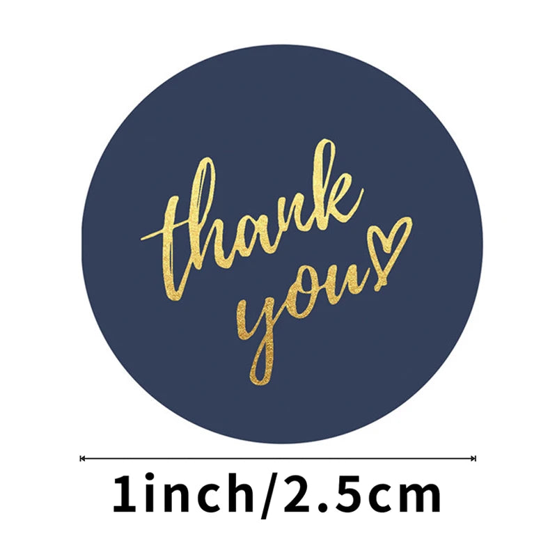 50-500pcs 1inch Blue Thank You Stickers For Envelope Sealing Labels Stationery Supplies Handmade Wedding Gift Decoration Sticker - Smarsty
