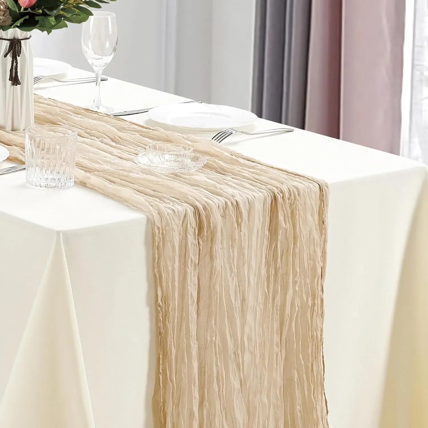Boho Cheesecloth Table Runner for Rustic Weddings - Smarsty