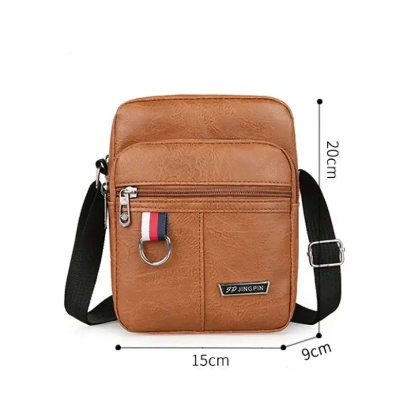 Mens PU Leather Shoulder Bag Large Capacity Crossbody - Smarsty